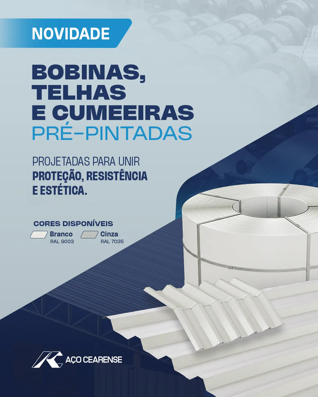KV Bobinas, telhas e cumeeiras pré-pintadas